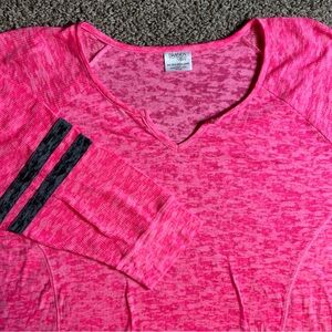 Danskin sheer hot pink 3x pullover top workout athletic layering raglan womens‎